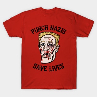 Punch Nazis Save Lives (Black Text) T-Shirt
